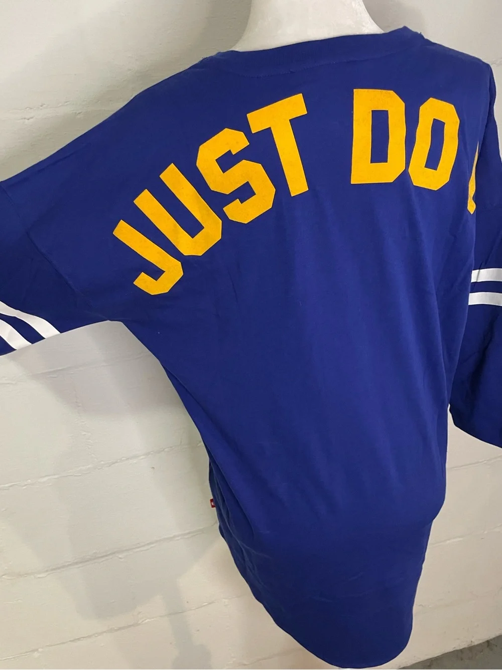 Nike Long Sleeve Tee in Royal Blue with White Stripes